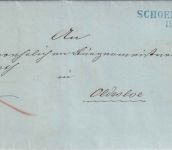 Mecklenburg-Schwerin - Schoenberg 19/4 blauer L2 Luxus-Francobrief 1853