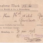 DR - 5+10 Pfg. Germania nachnahmekarte Strassburg - Grünstadt 1908