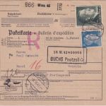 DR - 1 RM+20 Pfg. AH Paketkarte i.d. SCHWEIZ Wien - Basel/postlagernd 5.11.42