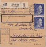 DR - 3x25 Pfg. AH Paketkarte Münsingen Übungsplatz - Gerbisbach 3.2.44