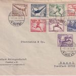 DR - Olympiade 1936 Satzbrief/8 Werte FDC i.d. SCHWEIZ Frankfurt a/M. 9.5.36 RR!