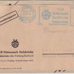 DDR - Halsbrücke ü. Freiberg 1955 VEB Hüttenwerk 20 Pfg. AFS Brief n. Leipzig