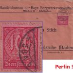 DR-Infla - 100 M. Ziffer Perfin Hammer/Schlägel Dienstbrief München 23.5.23
