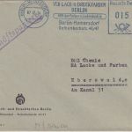 DDR - Berlin-Heinersdorf 1954 15 Pfg. AFS VEB Lack- u. Druckfarben Gesch.papiere