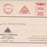 DR - Leipzig C1 1940 6 Pfg. AFS "Köhler&Volkmar" Karte n. Bamberg