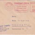 DDR - Leipzig 1951 16 Pfg. AFS "Steuern sind Volkseigentum" Ortsbrief-Vds.