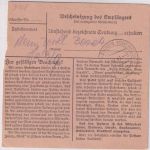 DR - Jena 1941 Gebühr bezahlt roter Ra1 Paketkarte (Selbstbucher) n. Kolmar/Els.