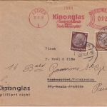 DR - Aachen 1937 12 Pfg AFS "Kinonglas"+10+3 Pfg. Hindenburg Brief n. FRANKREICH
