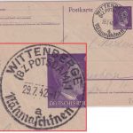 DR - Wittenberge (Bz. Potsdam) 1a Nähmaschinen Handwerbestempel Ganzsache 1942