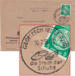 DDR - Groitzsch 1956 "Die Satdt der Schiuhe" Handwerbestempel Dienstdrucksache