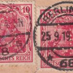 DR - 2x10 Pfg. Germania Perfin "AFZ" Nachnahmekarte Berlin SW68 - Kreiensen 1919