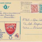 Belgien - 8 Fr Werbeganzsache + Zusatz (Les Vins de Pays) Ortskarte Brüssel 1984