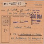BRD - 1 DM Bed. Deutsche u.a. OBERRAND Wertpaketkarte Klein Bülten ü. Peine 1962