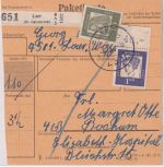 BRD - 1 DM Bed. Deutsche OBERRAND u.a. Paketkarte Laer - Bochum 1963