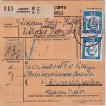 BRD - 25 Pfg. Bed. Deutsche 4er-Block u.a. Paketkarte Laatzen - Zinnowitz 1962