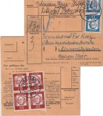 BRD - 25 Pfg. Bed. Deutsche 4er-Block u.a. Paketkarte Laatzen - Zinnowitz 1962
