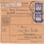 BRD - 20x7 Pfg. Bed. Deutsche u.a. Paketkarte Laer - Dessau 1963