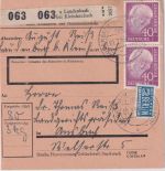 BRD - 2x40 Pfg. Heuss I Paketkarte Laudenbach b. Kleinheubach 1955
