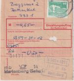 DDR - 10 Pfg. Aufbau/klein Einzahlungsauftrag Marienberg 13.7.89