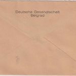 DR - Dt. Gesandtschaft Belgrad Dienstbrief/Frei d. Ablösung ü. Berlin 1936