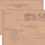 DR - Dt. Gesandtschaft Belgrad Dienstbrief/Frei d. Ablösung ü. Berlin 1935