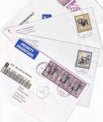 Österreich - Sagen u. Legenden 4 Luftpost Bedarfsbriefe (2xBRD/2xUSA) 1999/2001