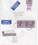 Österreich - Sagen u. Legenden 4 Luftpost Bedarfsbriefe (2xBRD/2xUSA) 1999/2001