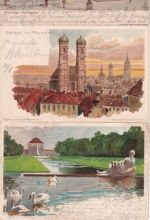 Bayern - München 7 versch. farbige Künstler-AK gelaufen/ungelaufen um 1900