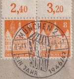 Bizone - 8 Pfg. Bauten Paar/Oberrand u.a. Brief SST München Exportschau 1948