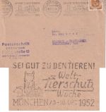 BRD - München 1952 Welttierschutzwoche Masch.werbestempel Drucksache
