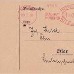 DR - München 1930 3 Pfg. AFS "Stadtrat München" Drucksachenkarte/Ortskarte