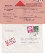 BRD - Percha 7 Belege ca. 1965/83 Paketkarte(n. USA), Portostufen etc.