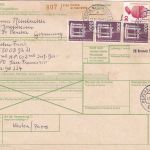 BRD - Percha 7 Belege ca. 1965/83 Paketkarte(n. USA), Portostufen etc.