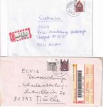 BRD - Südbrookmerland 2 Einschreibebriefe 1996/98 2 versch. R-Zettel