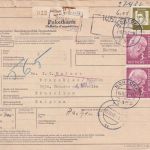 BRD - 2x3 M. Heuss u.a. Paketkarte n. BELGIEN Nortorf - Brüssel 1962