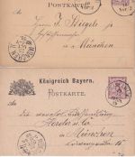 Bayern - Geiselwind 1880/1886 K1 mit u. ohne Jahreszahl 5 Pfg. Ganzsachen