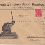 DR-Infla - 3 M. Posthorn illustr. Firmenbrief Bamberg - Dachau 22.9.22