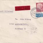 BRD - 80 Pfg. Heuss I Eilbrief Tirschenreuth - Ansbach 1955