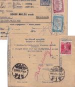 Ungarn - 10 f. Ganzsache/Paketkarte+Zusatz Budapest - Szolnok 1918