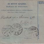 Ungarn - 10 f. Ganzsache+Zusatz/Nachnahmepaketkarte Budapest - Szolnok 2.12.18