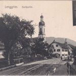 Bayern - Lenggries Straßenansicht (untere Dorfstraße) sw-AK gelaufen 1909