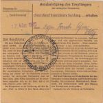 DR - 60 Pfg. AH Paketkarte Oberaudorf - Weißenhorn (17.3.45) spätes Datum !