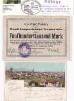 Bayern/DR/BRD - Traunstein 17 Belege(Briefe/Ansichtskarten/Notgeld) ca.1830/1976