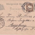Bayern - 2 Pfg. Rauten Ganzsachenkarte+Zusatz Landshut 3 - Augsburg 1905