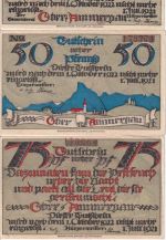 Bayern - Oberammergau 25-50-75 Pfg. 3 Notgeldscheine m. roter Reg.nummer