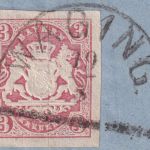 Bayern - Waging 19/5 HKS 3 Kr. Wappen geschn. großes Briefstück/Brief-Vds.