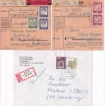 BRD - Ascha ü. Straubing 2 Paketkarten (Poststelle I) 1 Einschreibebrief 1962/85