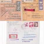 BRD - Anzenkirchen 2 Paketkarten, 1 Einschreibebrief/Nachsendevermerk 1964/76