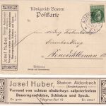 Bayern - 5 Pfg. Ludwig Firmenkarte Aidenbach - Benediktbeuern 1915