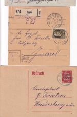 Bayern/DR - Regen 5 Belege (Paketkarte, Ganzsachen etc.) ex 1911/1925